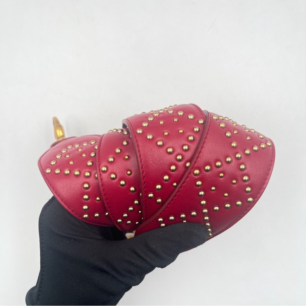 DIOR Lady Dior Medium Bag Red Lambskin with Gold Studs - Picture 3 of 15